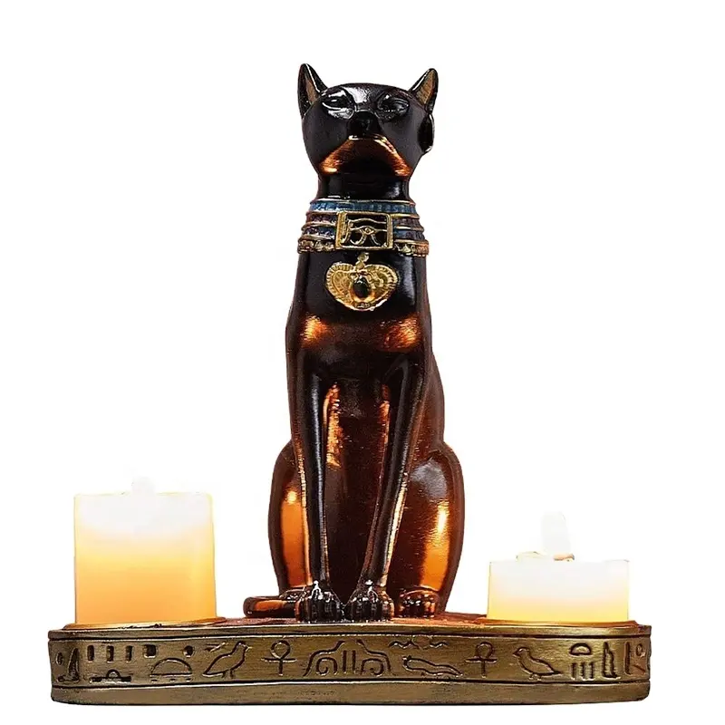 מצרי חתול פמוט שרף צלמית פסל קישוט בית משרד דקור בעלי החיים פסלוני