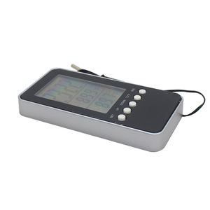Reloj despertador electrónico de temperatura interior y exterior con pantalla LCD de tres columnas electrónico de escritorio para el hogar con cable - Product Image 6