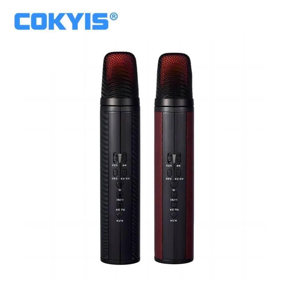 COKYIS Car FM Wireless Microphone Live Streaming Bluetooth Speaker Microphone 3-in-1Home KTV Party Reverb Handheld Microphone