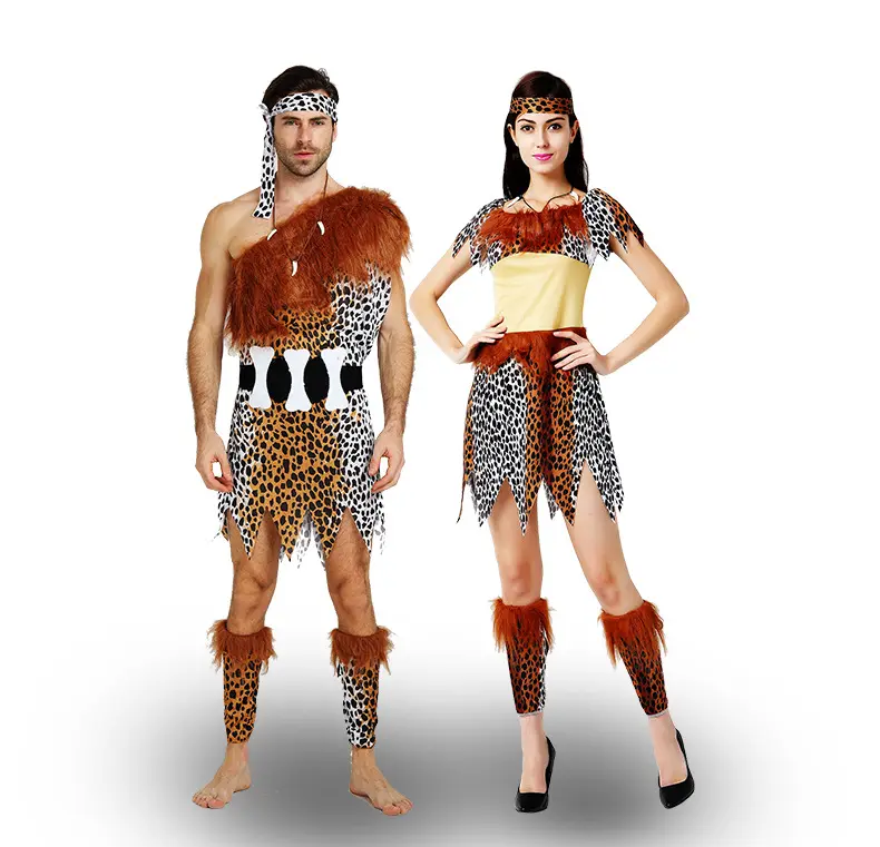 Spettacolo teatrale di coppia Cosplay abito da gioco di ruolo adulto caverna nativa selvaggia Costume Cosplay indiano di carnevale di Halloween