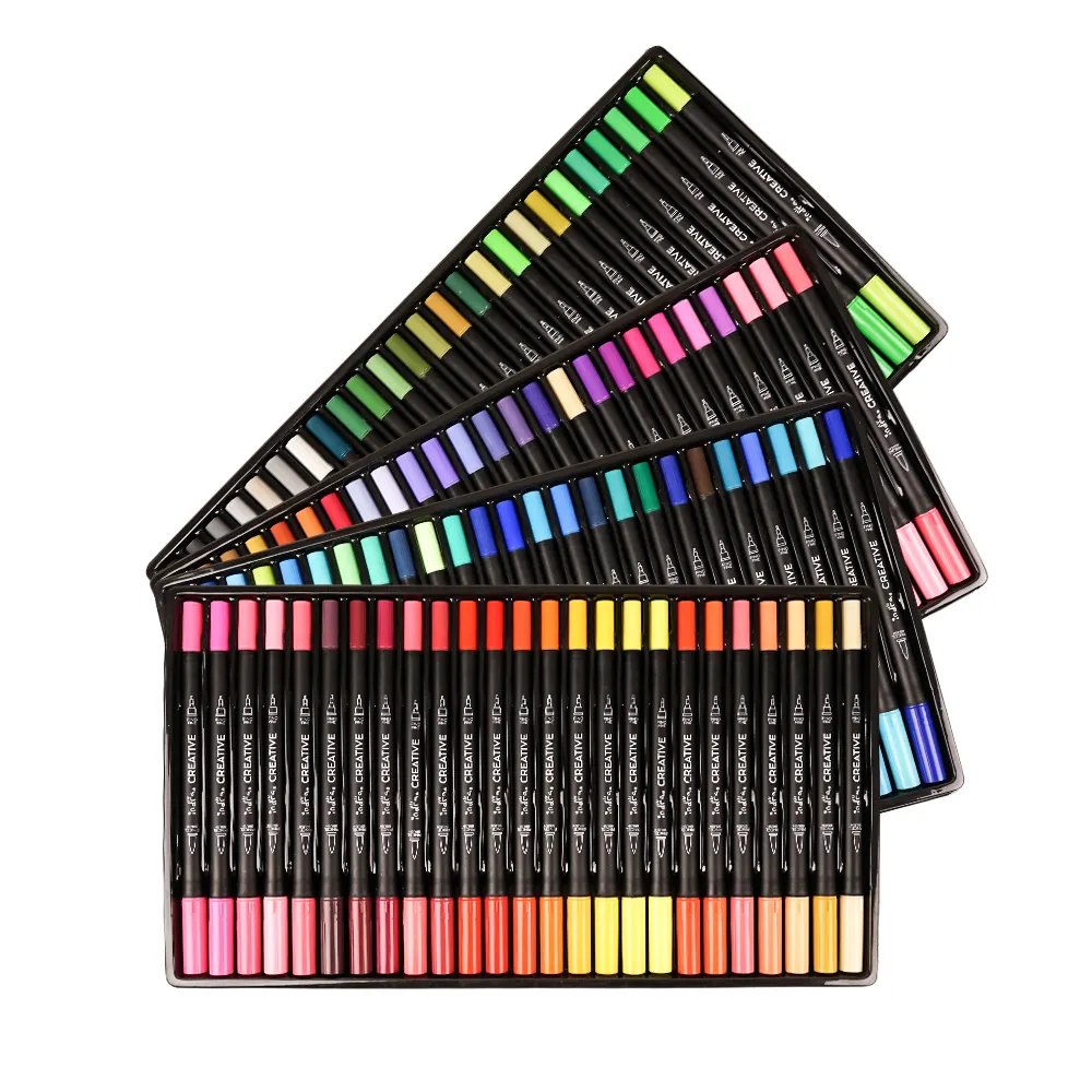 100 colores personalizados boceto dibujo doble punta acuarela pincel arte rotulador conjunto con embalaje personalizado