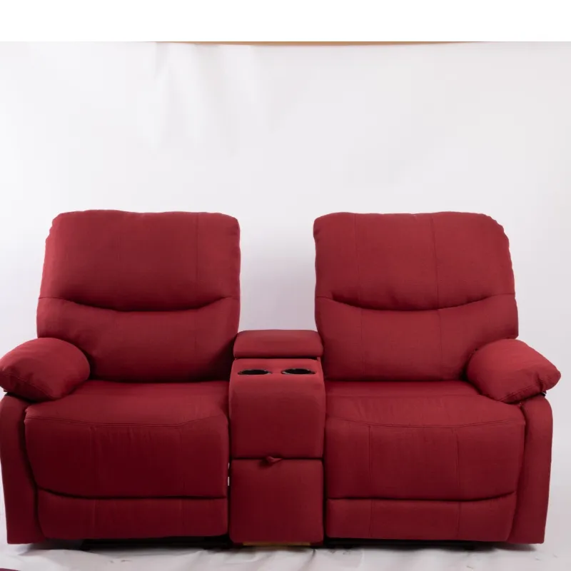 赤いリネンカバー付き2人掛けソファセット家具電動リクライニングチェア