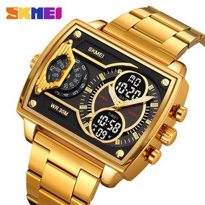 SKMEI 2229 orologio da uomo con doppio Display 4 volte impermeabile rettangolare custodia con cronografo allarme e Timer di conteggio delle luci stile popolare - Product Image 2