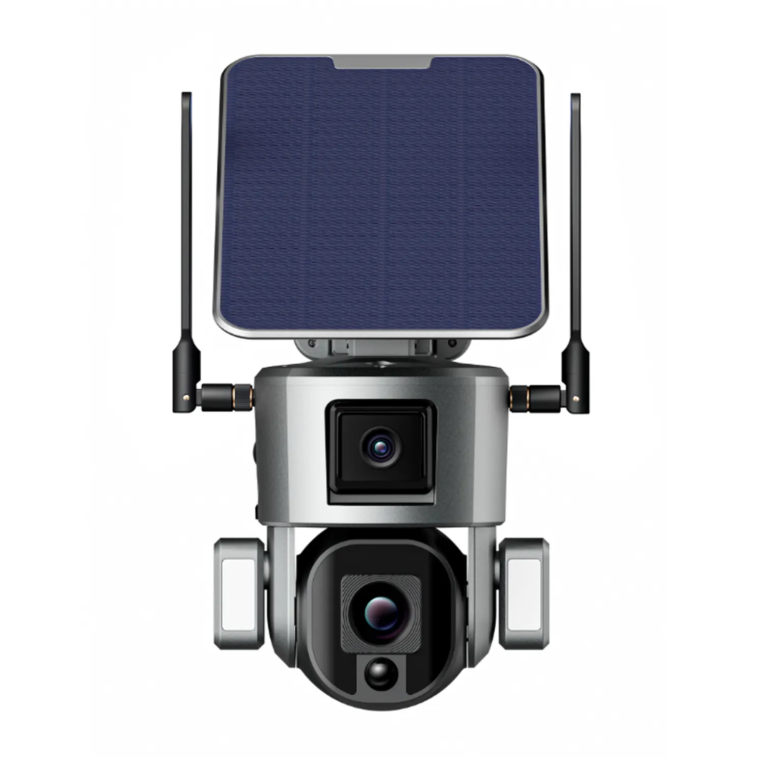 كاميرا Niwit App WiFi /4G بـ 4 ميغابيكسل للاستخدام الخارجي, كاميرا فيديو ذكية مقاومة للماء IP66 ، كاميرا شمسية للأمن المنزلي مع عدستين