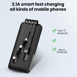 Novo <span class=keywords><strong>design</strong></span> melhor banco de potência universal portátil de carga rápida 4 em 1 cabos com microfone tipo-c