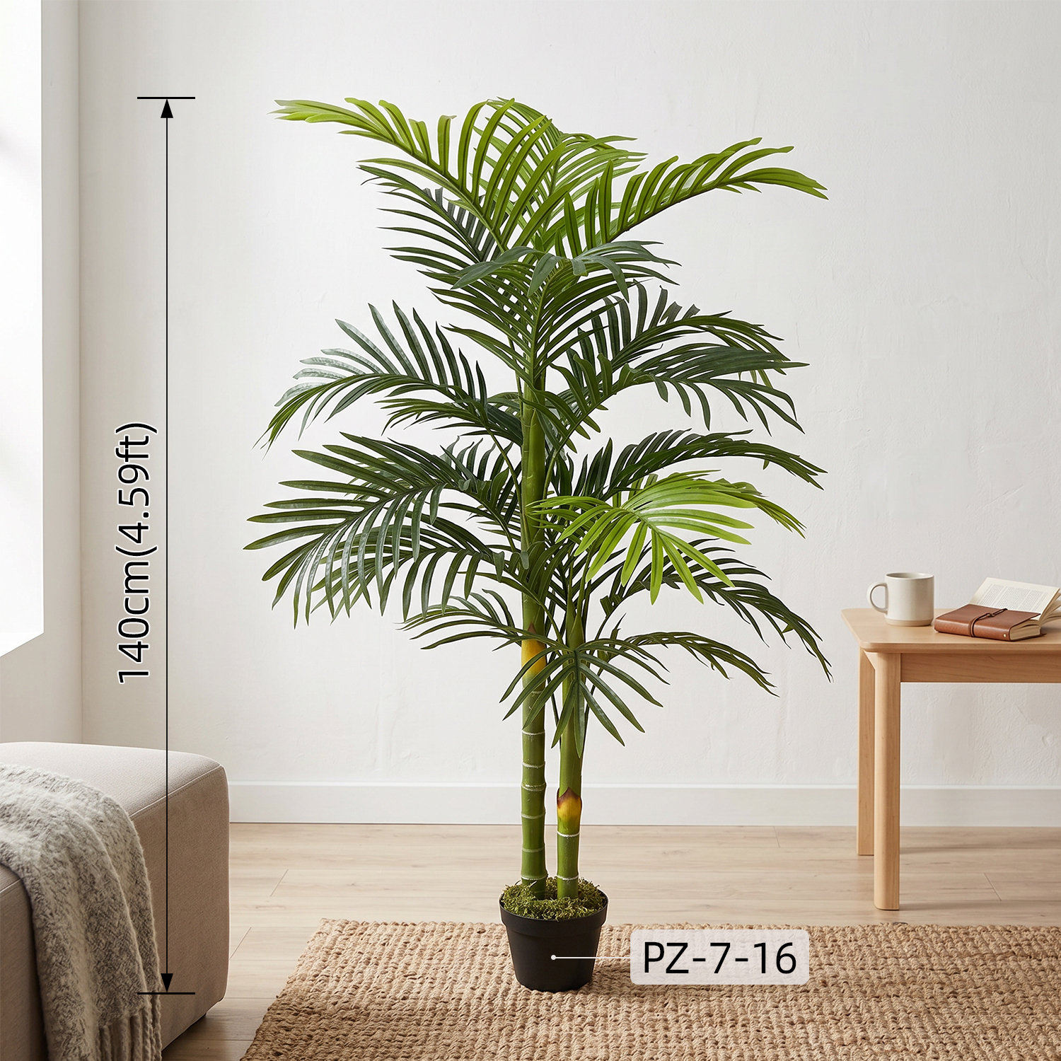 Artificial Areca Palm Faux Tropical Potted Greenery Plant