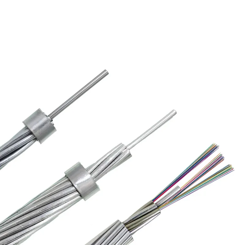 Cable de tierra compuesto de fibra óptica de tubo de acero inoxidable monomodo aéreo para exteriores 24 48 96 Core OPGW Cable de fibra óptica