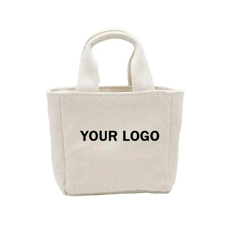 Customized Logo Eco Friendly Reusable Mini Canvas Bag Promotional Shopping Bag Organic Cotton Canvas Tote Bag
