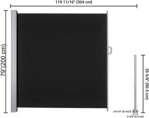 Çin ihracat manuel 200X300 cm geri çekilebilir yan ekran tente UV dayanıklı su geçirmez veranda ekran koruyucu bahçe balkon için - Product Image 6