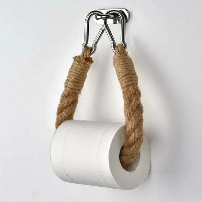 40/50/60/70cm Vintage Style Woven Hanging Rope Toilet Paper Roll Holder Decor