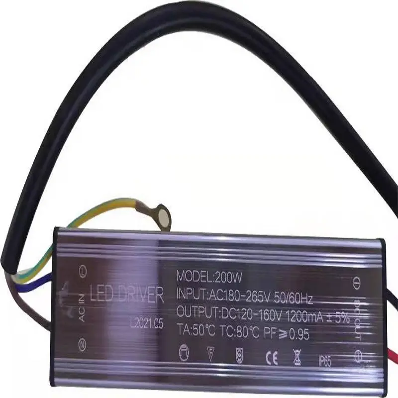 200w 1200ma 180-265V आउटडोर निविड़ अंधकार IP65 प्रकाश अनुकूलक कच्चे सामग्री घटक निरंतर वर्तमान एलईडी ड्राइवर आपूर्तिकर्ताओं