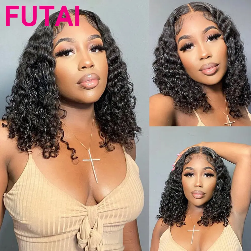 Goedkope Braziliaanse 13X4 Korte Bob Lace Front Pruik Hd Lace Frontale Pruiken Menselijk Haar Kinky Curly Glueless Full Hd Lace Pruiken