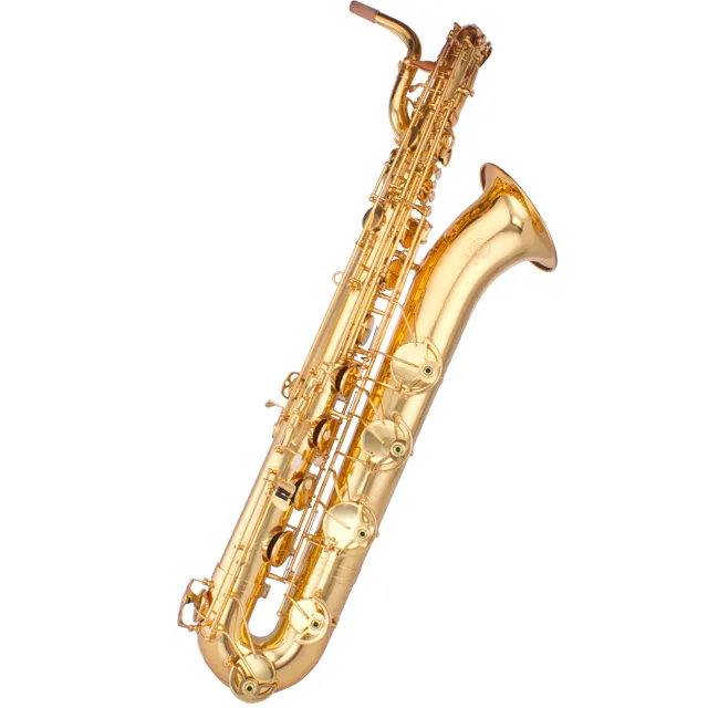 Instrumento musical profissional em laca dourada saxofone barítono