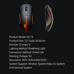 Ноутбук планшетный ПК компьютер проводной 3200DPI RGB свет красочное освещение эргономичный бесшумный щелчок офисная игровая мышь для умного дома - Product Image 4