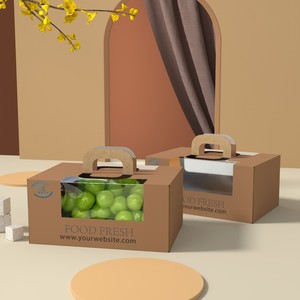 ブドウ用リサイクル生分解性パッキングカスタム印刷ロゴ新鮮なブドウ包装箱大豆インク用ブドウ紙箱ハンドル付き - Product Image 6