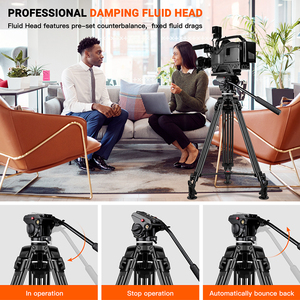 Chuyên nghiệp Heavy-Duty video có thể điều chỉnh máy ảnh <span class=keywords><strong>Tripod</strong></span> Hợp kim nhôm đứng đầu cho DSLR SLR cho vlogging nhiếp ảnh - Product Image 6