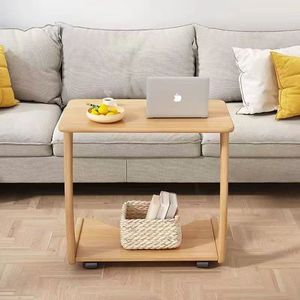 Mesa de centro de madera maciza de estilo antiguo, mesa auxiliar de madera perezosa móvil, escritorio de aprendizaje móvil de madera maciza, muebles de sala de estar - Product Image 4