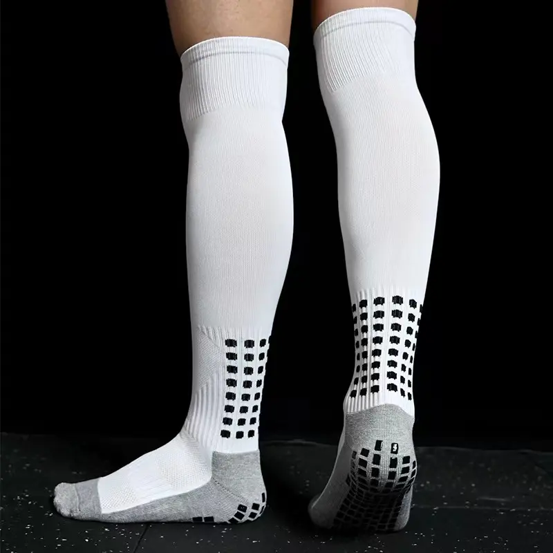Benutzer definierte Logo Anti-Rutsch-Griff lange Fußball-Socken Knies trümpfe Fußball Anti-Rutsch-Fußball-Socken