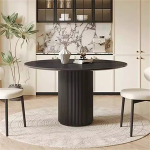 简约实木餐桌圆形小空间世纪中叶现代胡桃木灰餐桌圆形底座 - Product Image 6