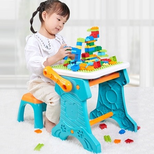 2 in 1 <strong>Multi</strong> <strong>Function</strong> Drawing <strong>Table</strong> Large Particle Building Blocks Learning Desk Writing <strong>Table</strong> Education Toy for Kid <strong>with</strong> Pens - Product Image 2