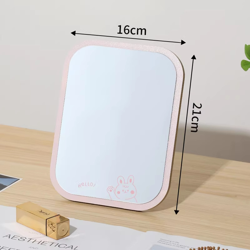 Square bunny mirror - light blue