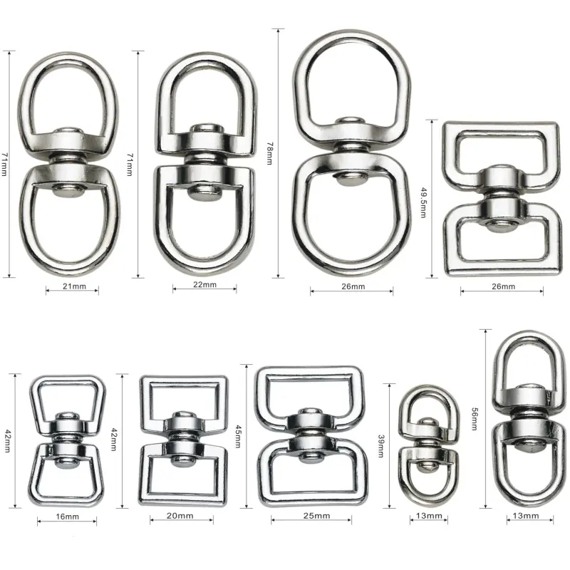 Hot Sale Zinc Die Cast Nickel Plated 1" Swivel Double Round Eye Rings For Pet Collar