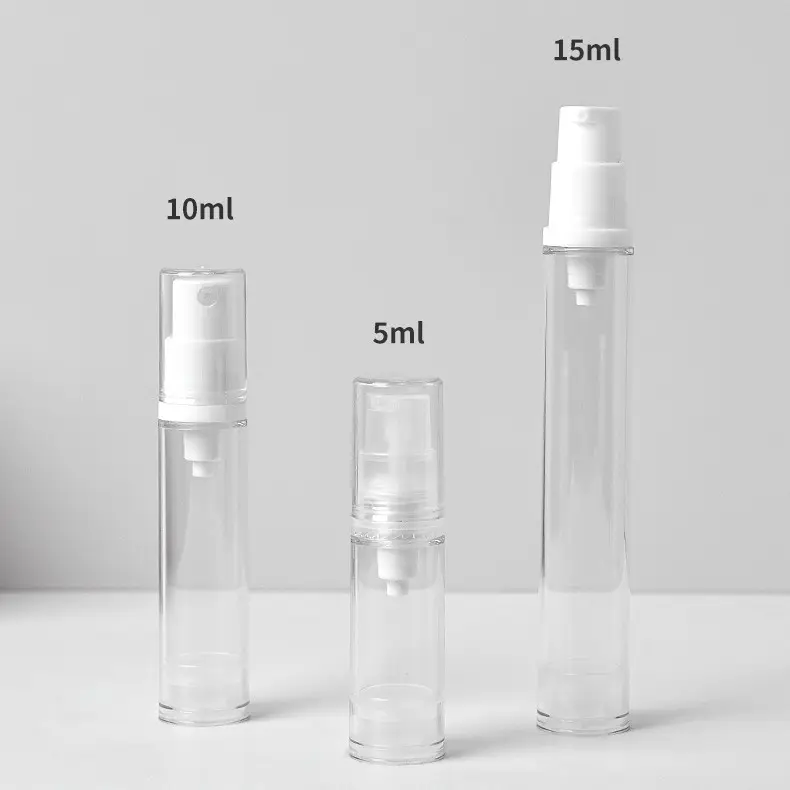 Großhandel 5 ml 10 ml 15 ml Airless Mini Kunststoff Sprüh pumpe Flasche Lotion Pump Flasche für kosmetische Verpackungen