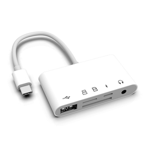 5合1 sd卡读卡器类型C至3.5毫米存储卡读卡器SD/tf卡适配器，带充电端口USB摄像头OTG适配器 - Product Image 1