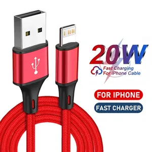 สาย USB แบบถักไนลอนชาร์จเร็วสำหรับ iPhone 14 13 12 11 Pro XR MAX XR x 8 7 6S PLUS สายชาร์จข้อมูลที่ชาร์จอย่างรวดเร็ว1M 2M 3M 5V - Product Image 1