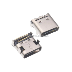 USB 3.1 Type-C 24P เต้ารับตัวเมียซ็อกเก็ตอินเตอร์เฟสแพทช์แถวคู่พร้อมการระบุตำแหน่งสี่ขาอุปกรณ์เชื่อมต่อ USB ขนาด8.0มม. - Product Image 1