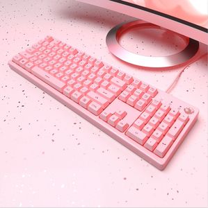 Teclado y ratón usb con cable para ordenador, teclado mecánico para videojuegos, color rosa - Product Image 3
