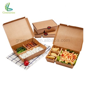 Takeaway Take <strong>Away</strong> Lunch 2 3 <strong>4</strong> 5 Food Grade Paper Compartment Bento Kraft <strong>Box</strong> With Compartment Two Partition With Vent - Product Image 2