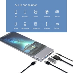 快速5合1 usb-c PD适配器闪电-快速数据传输usb-a 3.0音频麦克风端口4K @ 30Hz 60W 5gb/s Rohs认证铝 - Product Image 3