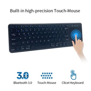 Personalizado ergonómico Delgado QWERTY Negro Clavier BT Teclado inalámbrico Ratón Touchpad Teclado con panel táctil - Product Image 3