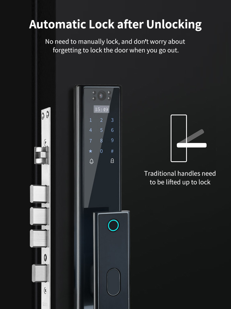 New Design Smart Door Lock 2021 Surveillance Camera  Home Security Fully Automatic Finger print Door Lock