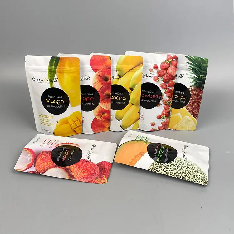 Resealable Dried Fruits Vegetable Plastic Zip Lock Food Packaging Bag Custom Printed Laminated Fruit Snack Bags