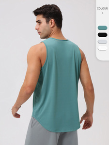 XW-41117 toptan popüler spor kolsuz aktif koşu giyim özel Logo gevşek Fit spor T Shirt erkekler için spor Tank Top - Product Image 2