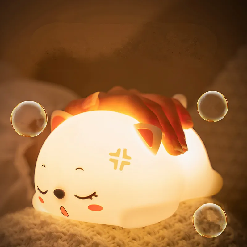 LED Cute Cat Lamp Nursery Kids Bedroom Decor regalo cambia colore Silicone Touch Kitty Night Light