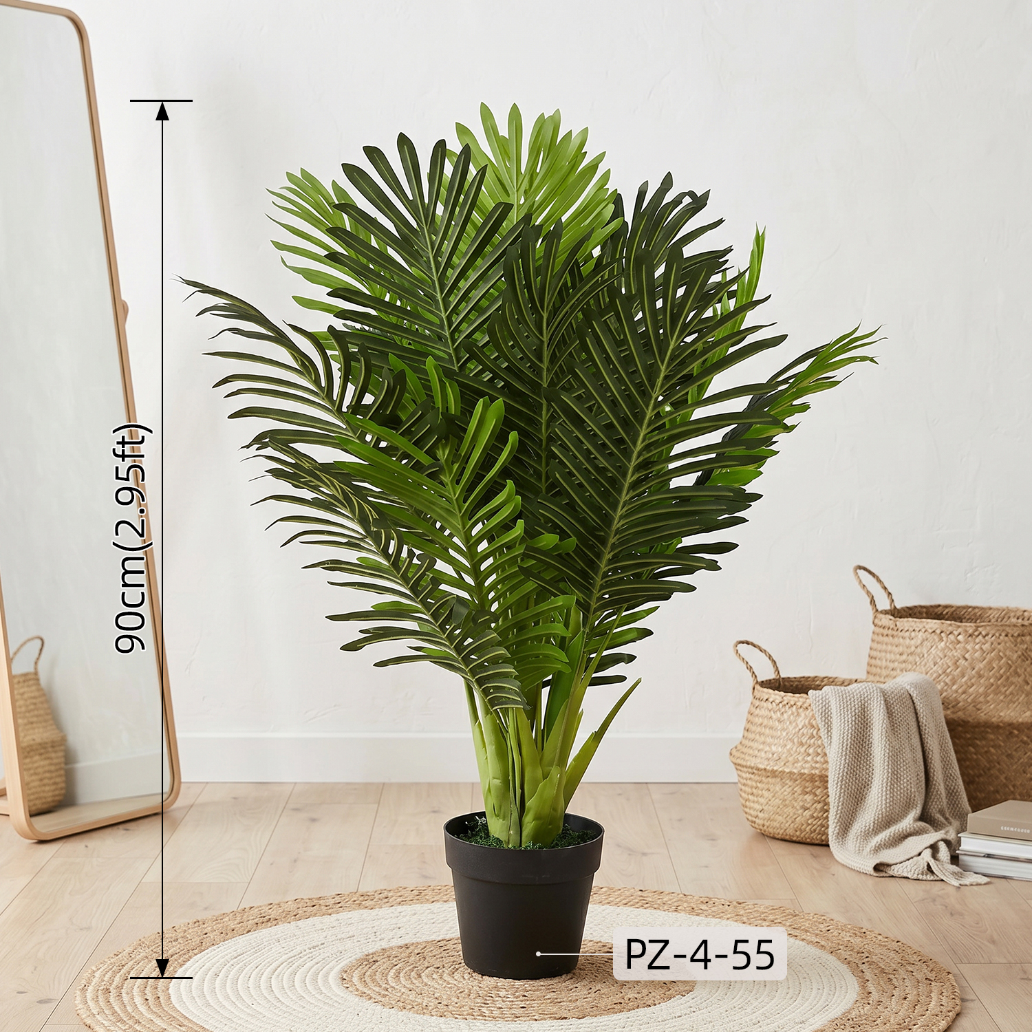 Artificial Areca Palm Tree Fake Tropical Potted Plant