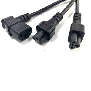 AC Splitter güç kablosu paneli dağı C14 ile topraklama kablosu sağ açılı C13 2xC5 3 yollu kablosu bilgisayar için