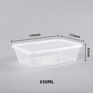 Custom 650ml Microwavable Fast Food Takeaway <strong>Box</strong> Disposable <strong>clear</strong> Plastic Rectangle <strong>Meal</strong> <strong>Box</strong> Take Away Bento Food Container - Product Image 1