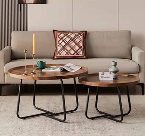 Mesa de té multifuncional de lujo con luz nórdica, sala de estar Simple moderna, unidad pequeña para el hogar, sala de estar Circular, mesa al lado - Product Image 1