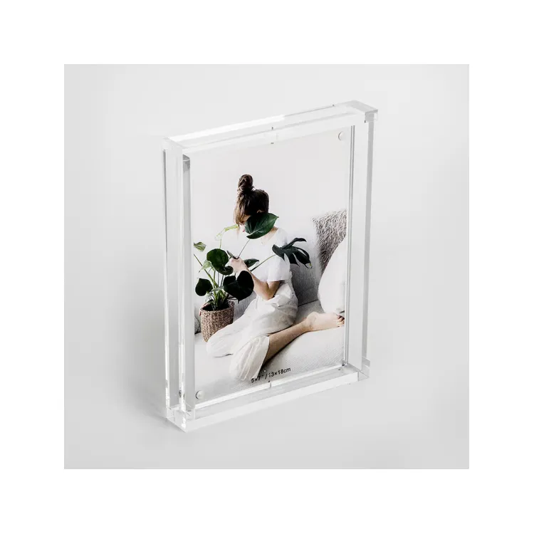 Alta Qualidade Barato Moderno Acrílico Decoração Home Two-Sided Girar Photo Frame Atacado Acrílico Foto Foto Bonito Frame