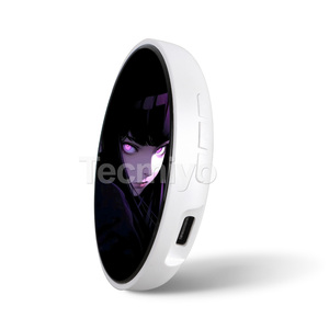 ป้ายชื่อพนักงานแบบกลม Beambox หน้าจอสัมผัส ลายการ์ตูน/อนิเมะ ป้ายชื่อแบบกำหนดเอง มีไฟกระพริบ พร้อมรูปถ่ายและคิวอาร์โค้ด - Product Image 4