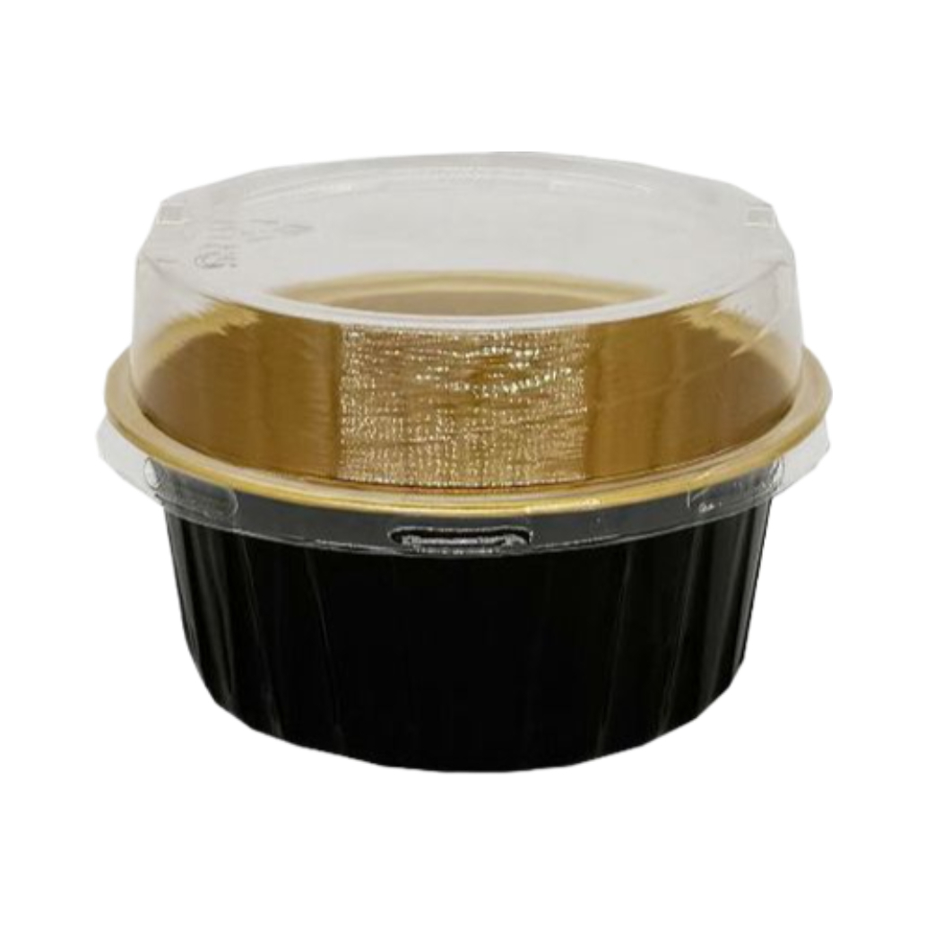 Tasse ronde or noir 125ml (10 pièces/ensemble avec couvercle PET haut)