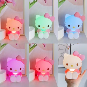 Bán buôn ánh sáng ban đêm phòng ngủ kuromi Silicone ngủ Pat đèn KT mèo bảo vệ mắt ánh sáng mềm mại đèn bàn - Product Image 6