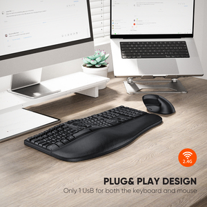 Meetion MT-DirectorC Wiederauf lad bares kabelloses ergonomisches Tastatur-und Maus-Kombination sset in voller Größe mit vier speziellen Funktions tasten - Product Image 4