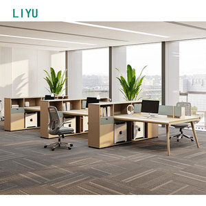 Muebles de oficina comerciales modernos Liyu, escritorio de doble ordenador para estación de trabajo de empleado, partición Modular con compartimento para Villa - Product Image 3