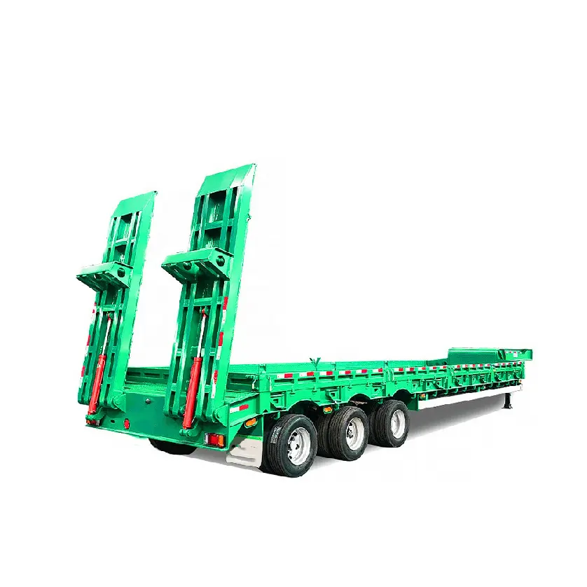 Vente directe d'usine 40ft 3 essieux semi-remorque 64 tonnes lowboy col de cygne conteneur 50 tonnes Low Boy Lowbed camion semi-remorque