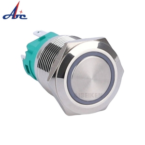 19mm 12V xe màu xanh LED ánh sáng mắt thiên thần 5A IP67 chống thấm nước kim loại đẩy nút chuyển đổi - Product Image 5
